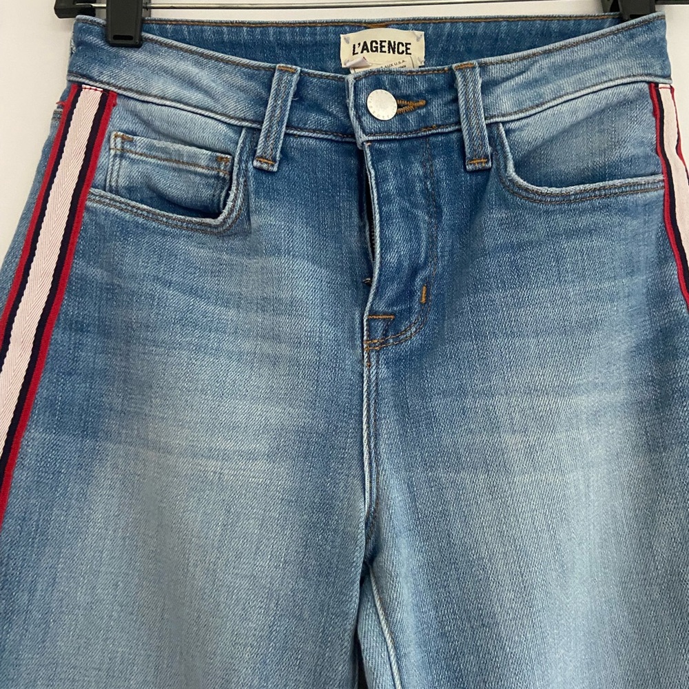 L'AGENCE Danica High Rise Jeans with Red Accents